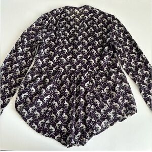 Maeve Purple and White Monkey Print Blouse